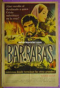#5252 BARABBAS Argentinean movie poster '62 Quinn