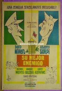 #5256 BEST OF ENEMIES Argentinean movie poster '62 Niven
