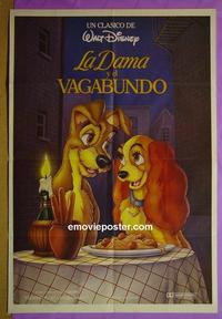 #5389 LADY & THE TRAMP Argentinean movie poster R80s Disney