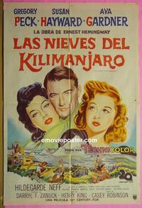 #5491 SNOWS OF KILIMANJARO Argentinean movie poster '52