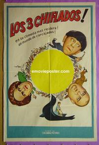 #5224 3 STOOGES Argentinean movie poster '50s Moe, Larry