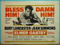 #5042 ELMER GANTRY British quad movie poster '60 Lancaster