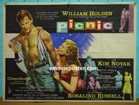 #5069 PICNIC British quad movie poster '56 Holden, Novak