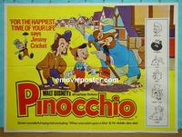 #5071 PINOCCHIO British quad movie poster R70s Disney!