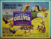 #5012 3 WORLDS OF GULLIVER British quad movie poster 60 Ray