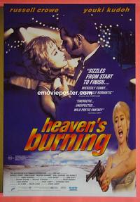 #6436 HEAVEN'S BURNING Aust one-sheet movie poster '97 Crowe