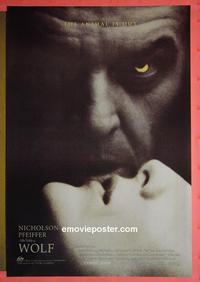 #6457 WOLF ('94) advance Aust one-sheet movie poster '94 Nicholson
