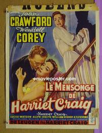 #6493 HARRIET CRAIG Belgian movie poster '50 Joan Crawford