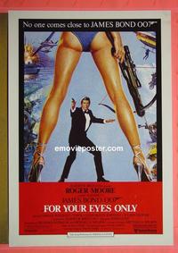 #6118 FOR YOUR EYES ONLY English one-sheet movie poster '81 Bond