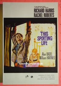#6125 THIS SPORTING LIFE English one-sheet movie poster '63 Harris