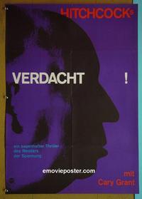 #6341 SUSPICION German movie poster R60s Hitchcock, Grant