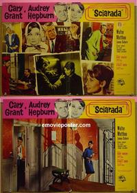 #6674 CHARADE set of 2 Italian photobusta movie posters '63