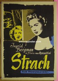 #6183 FEAR Polish movie poster '56 Ingrid Bergman