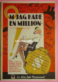 #6370 IF I HAD A MILLION Swedish movie poster '32 Fields