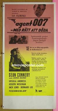 #6392 DR NO Swedish movie poster R80s Sean Connery
