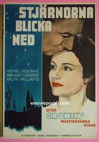 #6386 STARS LOOK DOWN Swedish movie poster '39 Lockwood