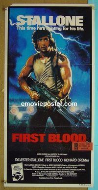 #7075 1st BLOOD Australian daybill movie poster '82 Rambo, Stallone