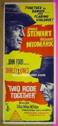 #7078 2 RODE TOGETHER Australian daybill movie poster '60 Stewart