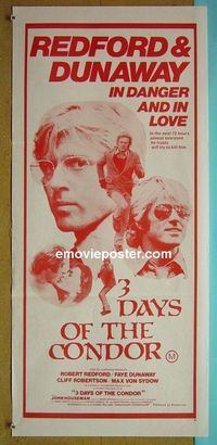 #7087 3 DAYS OF THE CONDOR Australian daybill movie poster '75