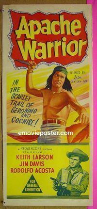 #7139 APACHE WARRIOR Australian daybill movie poster '57 Larson