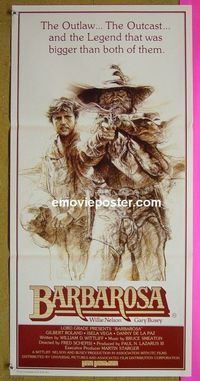 #7154 BARBAROSA Australian daybill movie poster '82 Willie Nelson