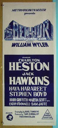 #7170 BEN HUR Australian daybill movie poster R70s Heston, Boyd