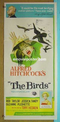 #7185 BIRDS Australian daybill movie poster '63 Hitchcock, Taylor
