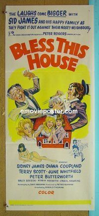 #7190 BLESS THIS HOUSE Australian daybill movie poster '72 sex!