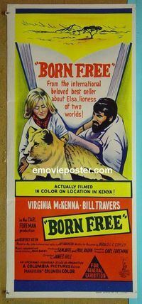 #7201 BORN FREE Australian daybill movie poster '66 McKenna