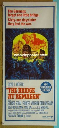 #7213 BRIDGE AT REMAGEN Australian daybill movie poster '69 Segal