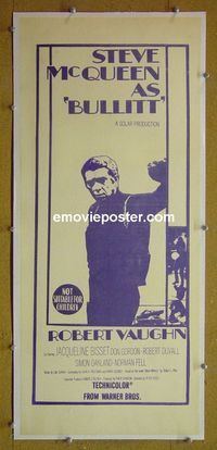 #7017 BULLITT linenbacked Australian daybill movie poster R70s McQueen