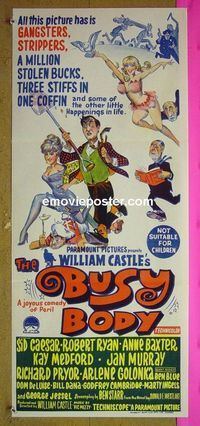 #7225 BUSY BODY Australian daybill movie poster '67 Sid Caesar