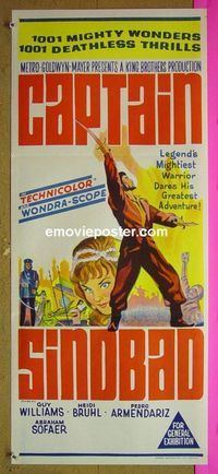 #7233 CAPTAIN SINDBAD Australian daybill movie poster '63 Williams