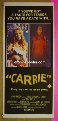 #7236 CARRIE Australian daybill movie poster '76 Spacek, King