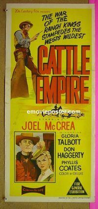 #7248 CATTLE EMPIRE Australian daybill movie poster '58 Joel McCrea