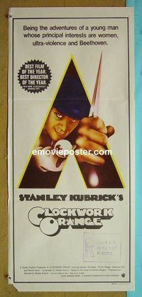 #7268 CLOCKWORK ORANGE Australian daybill movie poster '72 Kubrick