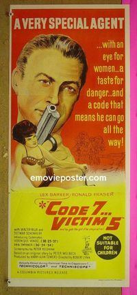 #7271 CODE 7 VICTIM 5 Australian daybill movie poster '64 Barker