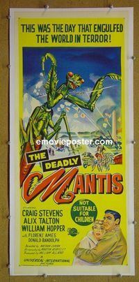 #7019 DEADLY MANTIS linenbacked Australian daybill movie poster '57