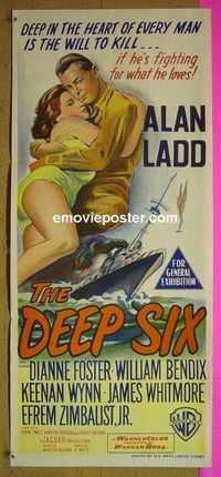 #7318 DEEP 6 Australian daybill movie poster '58 Alan Ladd