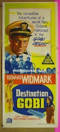 #7326 DESTINATION GOBI Australian daybill movie poster '53 Widmark