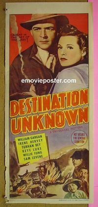 #7328 DESTINATION UNKNOWN Australian daybill movie poster '42 Gargan