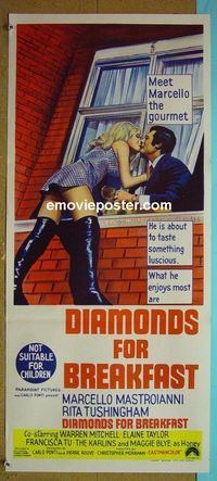 #7334 DIAMONDS FOR BREAKFAST Australian daybill movie poster '68