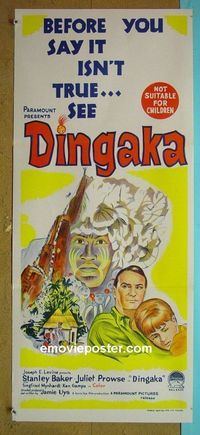 #7337 DINGAKA Australian daybill movie poster '65 Jamie Uys