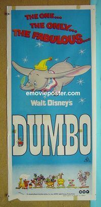#7355 DUMBO Australian daybill movie poster R72 Disney classic!