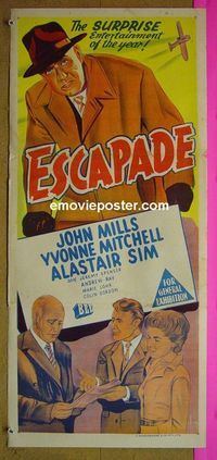 #7366 ESCAPADE Australian daybill movie poster '55 Mills