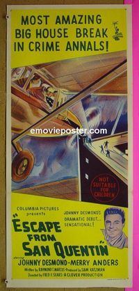 #7368 ESCAPE FROM SAN QUENTIN Australian daybill movie poster '57