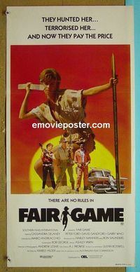 #7377 FAIR GAME Australian daybill movie poster '85 Delaney