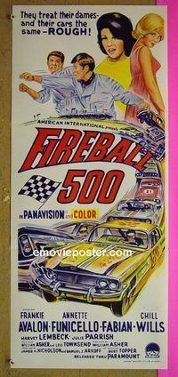 #7389 FIREBALL 500 Australian daybill movie poster '66 car racing!