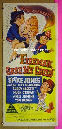 #7390 FIREMAN, SAVE MY CHILD Australian daybill movie poster '54