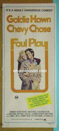 #7400 FOUL PLAY Australian daybill movie poster '78 Hawn, Chase